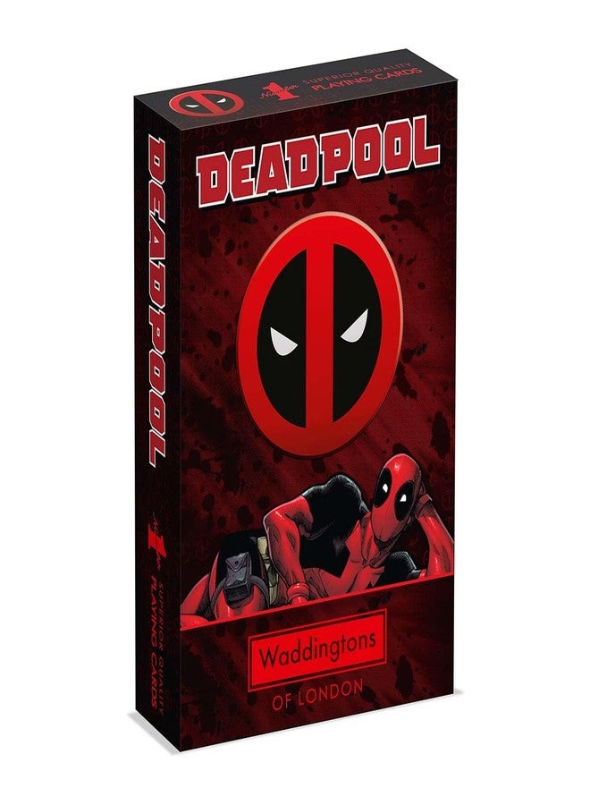 Waddingtons Number 1 Deadpool Playing Card Game, Play with your favourite superheroes from Lady Deadpool and Kidpool, gift and toy for ages 14 plus, Red - Image 1